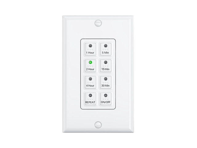 Countdown Bathroom Fan Timer Switch for Exhaust Fan Lights Heaters 5-15-30-60mins, 2-4hours Preset Push Button, Auto Shut Off, 15A, 1/2HP, Neutral...