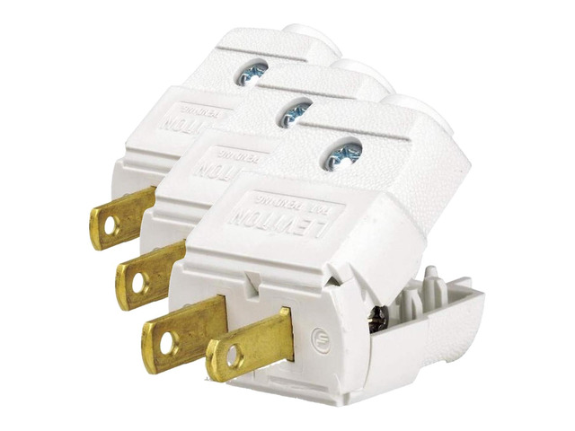 101-WP 15 Amp, 125 Volt, NEMA 1-15P, 2P, 2W, Plug, Straight Blade, Residential Grade, Polarized, Non-Grounding, White (Pack of 3)