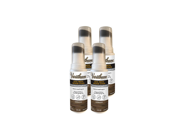 Less Mess Espresso Wood Stain & Applicator Built-In Applicator, Interior Wood Projects, Water-Based, Easy Touch-Up, Low Drip Formula, 4 Oz