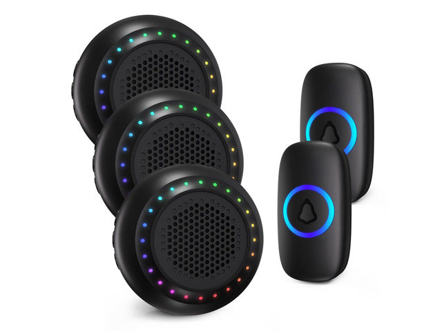 Wireless Doorbell Door bell Chimes with Mute Mode, 48 Ringtones 5 Volume Levels, Operating at 1000ft Range, LED Strobe, 2 Transmitters+3 Receivers...