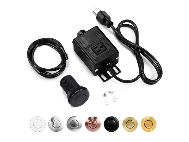 Sink Top Air Switch Kit Garbage Disposal Part by (SHORT/2.5', Black)