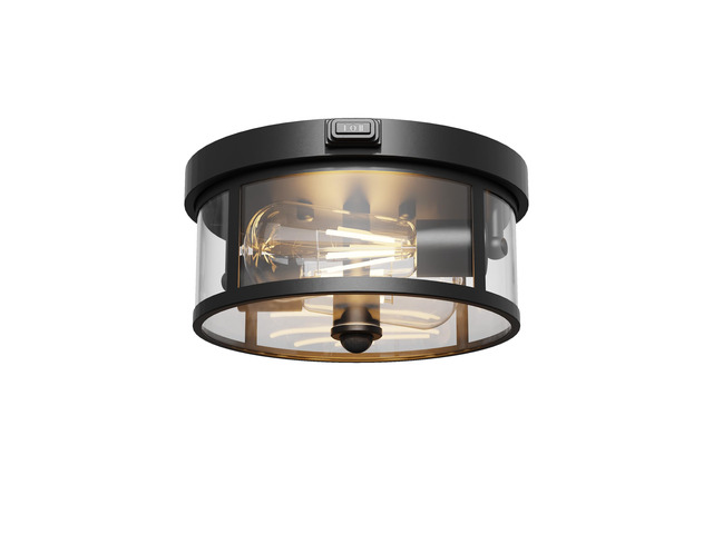 Outdoor Ceiling Light with Motion Sensor 9.3in - Porch Lights Outdoor, E26 Base, Flush Mount, 360° Detection, 3 Modes (Auto/Dusk to...