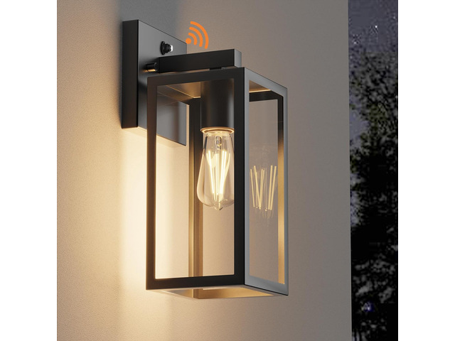 Dusk to Dawn Porch Outdoor Light, Wall Light Fixtures Waterproof Exterior Wall Sconce Light Fixture with E26 Base for Patio Entryway Hallway (Bulb...