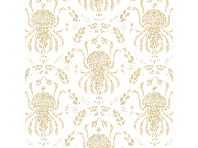 Beige Peel and Stick Wallpaper Coastal Contact Paper Bathroom Ocean Wallpaper Boho Jellyfish Renter Friendly Waterproof for Cabinet Kitchen Bedroom...