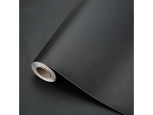 Black Contact Paper Peel and Stick Wallpaper for Cabinets 15.7'x236' Self-Adhesive and Removable Decorative Textured Contact Paper for...