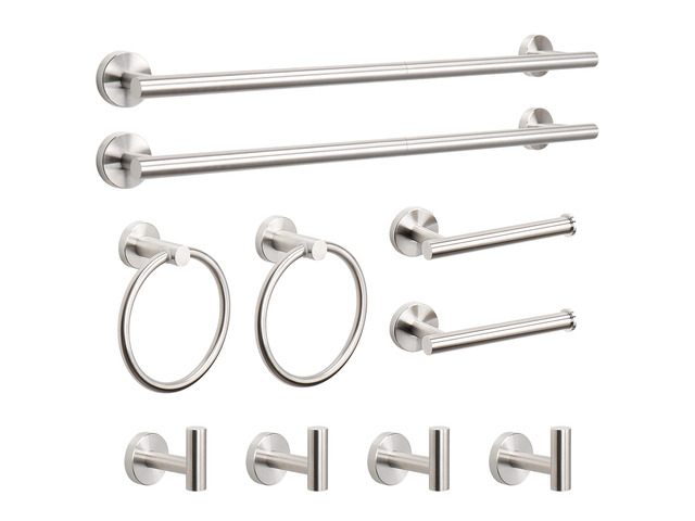 10 Pieces Bathroom Hardware Set SUS304 Thicken Stainless Steel-Towel Rack Kit Include 26' Towel Rod + Bath Towel Ring + Toilet Paper Holder + Robe...