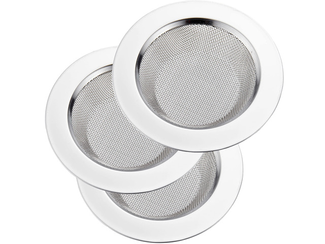 3 PCS Kitchen Sink Strainer Stainless Steel, Kitchen Sink Drain StrainerSink Strainers with Large Wide Rim 4.5' Diameter for Kitchen Sinks