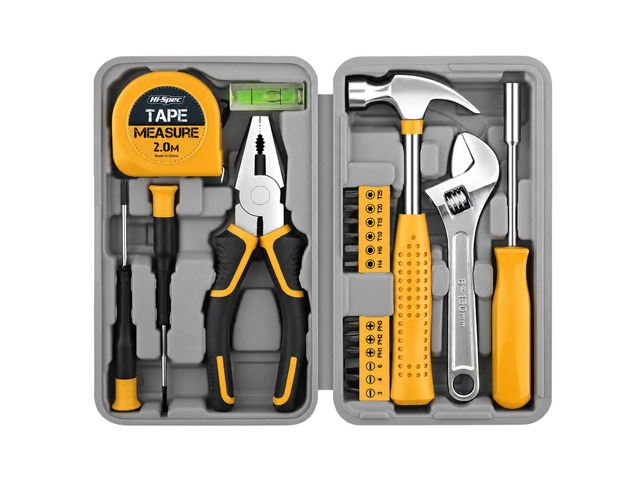 Tool Set with Toolbox for Home, Office and DIY Repairs, Yellow 20pc, everyday fixes made easier, organized portable storage, beginner-friendly...