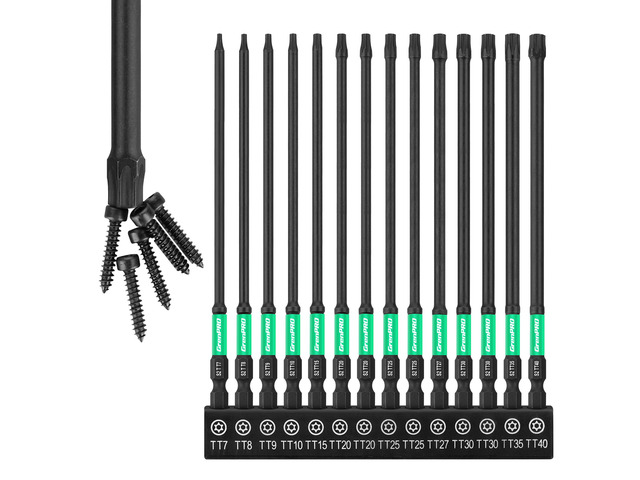 6' Torx Bit Set 14pc TT7-TT40, S2 Steel Magnetic Screwdriver Bits Impact Driver Bit Set, CNC Machined Torx Bits Security Torque, Tamper Proof Torx...