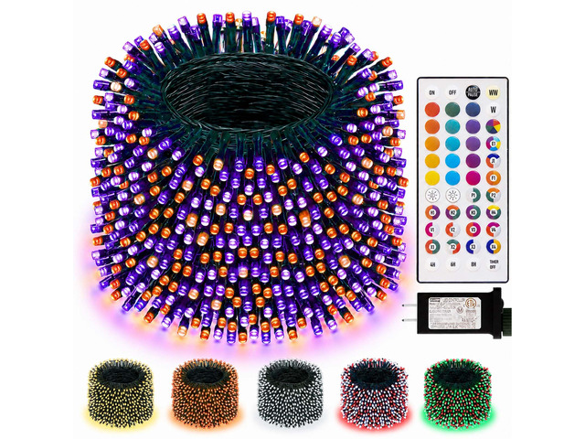 Color Changing Christmas String Lights with Remote, 99Ft 300 LED 35 Colors 9 Modes Halloween String Lights Outdoor, RGB Led Christmas Light Plug in...