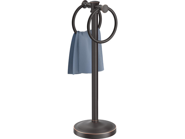 Hand Towel Holder Stand Bathroom Countertop Towel Bar Rack Bronze Oil Rubber Bronze, Freestanding, Free Standing Towel Ring Hanger for Vanity...