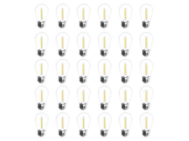 30-Pack S14 Outdoor String Light Bulbs for Patio Lights, 2200K, 1W Plastic Outdoor Indoor S14 String Bulbs for Decoration, 11W Equivalent, 120V,...