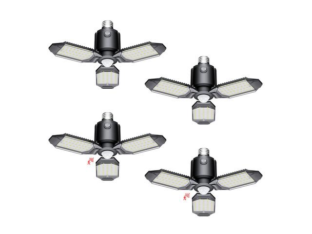 Motion Sensor Garage Light Led 80W 8000LM 4Pack Garage Lights Ceiling Led, Motion Activated,Dusk to Dawn,Ultra Bright Shop Light Bulb,Screw in...