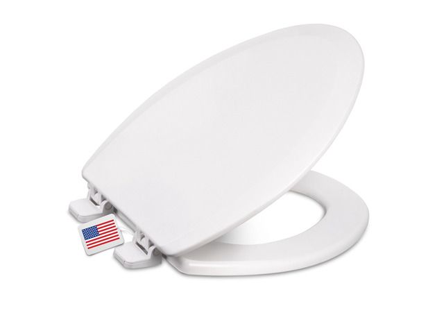 Heavy-Duty Elongated Toilet Seat, Wood Core/Plastic Finish, Crane Wood Core with Scratch-Resistant Plastic Finish, Won't Crack or Fade, Made in the...