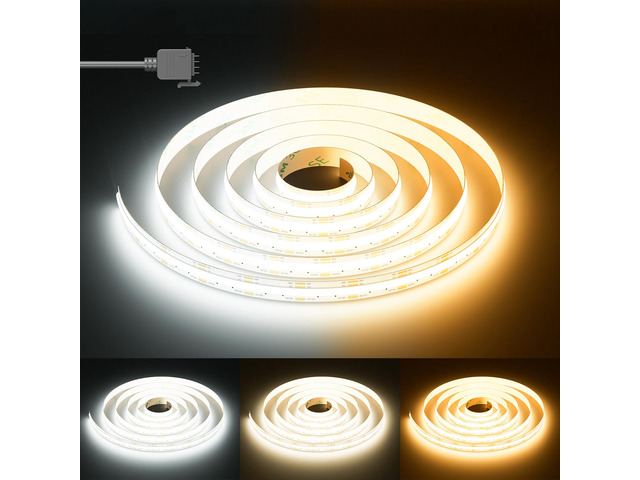 COB LED Strip Light White CCT Tunable 6400LEDs,CRI90+ 32.8ft/10m Dimmable 2700K-6500K 24V LED Tape Light,for Under Cabinet Bedroom Kitchen TV...