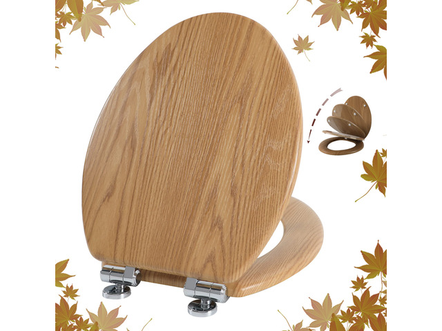 Slow Close Wood Toilet Seat, Quick-Release (Elongated, Original style) Elongated Toilet Seat with Quietly Close, Easy to Install also Easy to Clean
