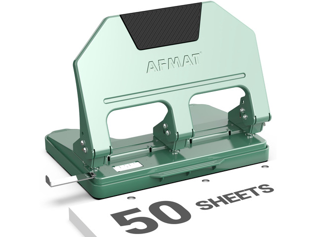 3 Hole Punch Heavy Duty, 9/32' Hole Diameter, 50-Sheet 3 Hole Puncher for Binder, 50% Reduced Effort, Metal Three Hole Punch w/ 10,000+ Uses,...