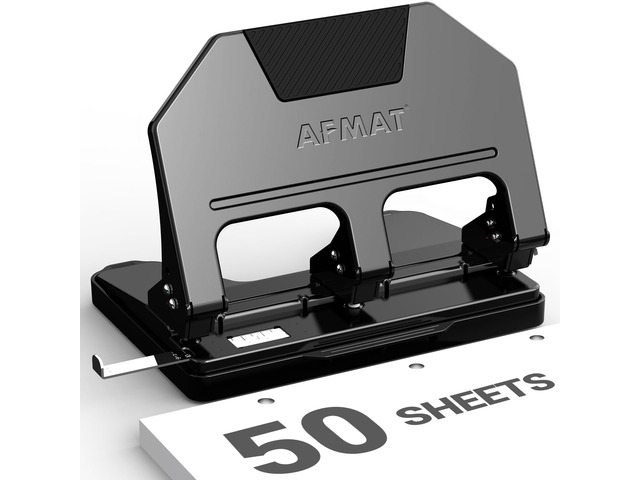 3 Hole Punch Heavy Duty, 9/32' Hole Diameter, 50-Sheet 3 Hole Puncher for Binder, 50% Reduced Effort, Metal Three Hole Punch w/ 10,000+ Uses,...