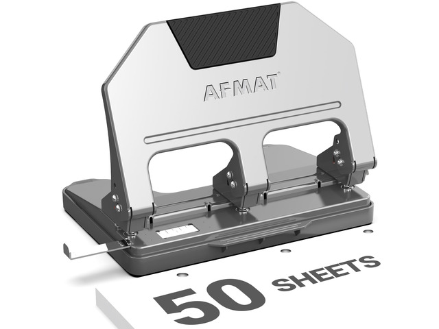 3 Hole Punch Heavy Duty, 9/32' Hole Diameter, 50-Sheet 3 Hole Puncher for Binder, 50% Reduced Effort, Metal Three Hole Punch w/ 10,000+ Uses,...