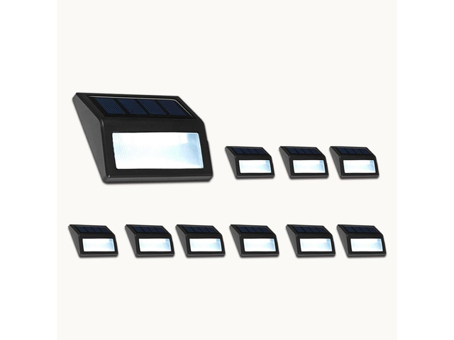 Solar Lights Outdoor, Waterproof Solar Powered Deck Step Lights for Patio Garden Backyard Garage Driveway Pathway Outside Wall Lighting (12, Cool...