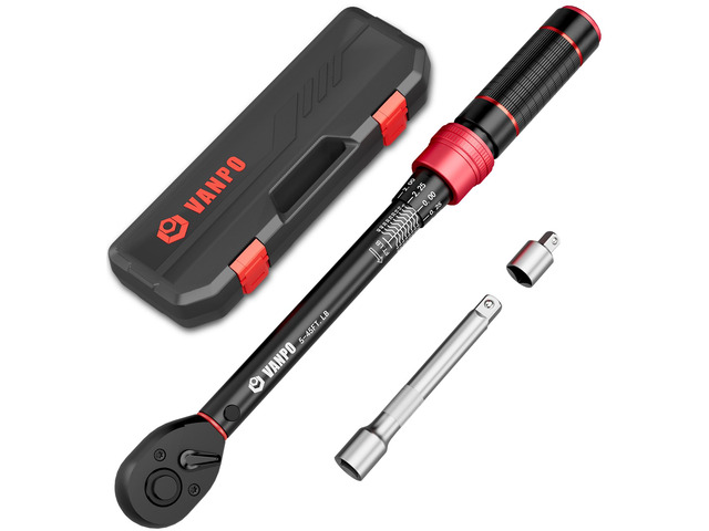 Torque Wrench 3/8-inch Drive 5-45 Ft-Lb for Spark Plugs,±3% Accuracy Click Style, 6.8-61Nm, Dual-Direction, 72 Tooth, Aluminum Adjustable Torque...
