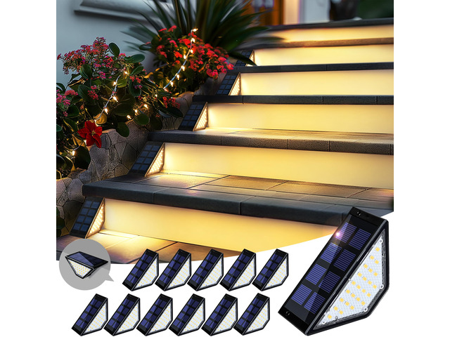 Solar Step Lights for Outside,24 LEDs Solar Stair Lights Waterproof IP65,Solar Deck Lights Outdoor for Yard, Porch, Front Door, Stair, Step, Patio,...