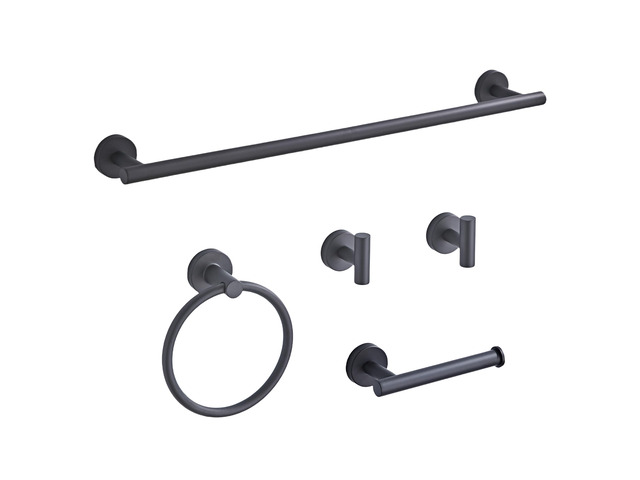 Matte Black Bathroom Hardware Set 5 Piece with Towel Racks for Bathroom, SUS304 Stainless Steel Bath Towel Bar Set, 24 Inch Wall Mounted...