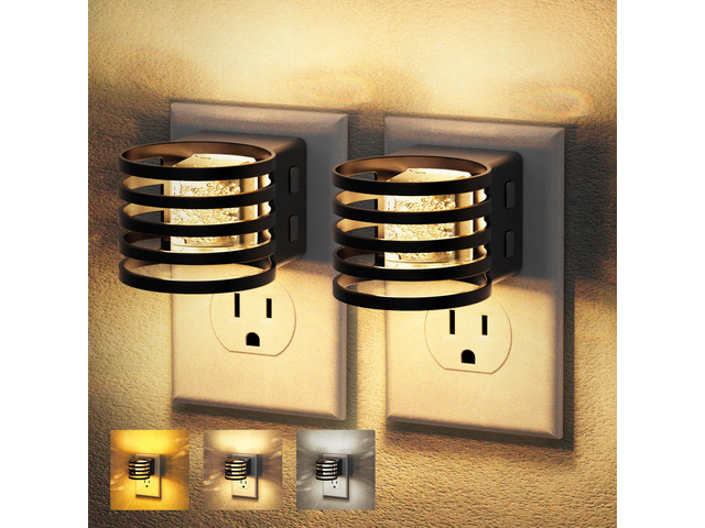 LED Night Light, Auto Bubble Night Lights Plug into Wall Dimmable Nightlight with Dusk to Dawn Sensor, Amber/3000K/5000K & 5 Brightness Levels, for...