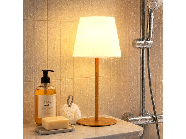 Shower Lamp Rechargeable Waterproof Lamp, Cordless Table Lamp for Bathroom IP54 Spa-Like Shower Light, 4000mAh Battery Powered, 3 Color Modes,...