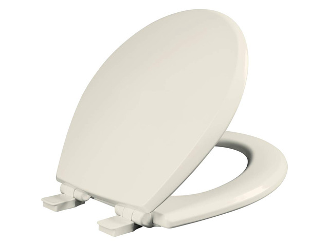 Cassel Slow Close Toilet Seat, Easy Clean, Non Slip Premium Wood Seat, Easy Install, Made in USA, Round, Biscuit