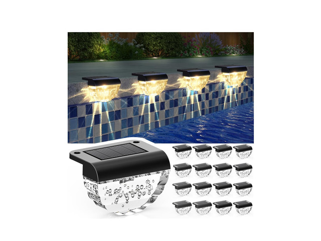 16 Pack Solar Deck Lights Outdoor, Solar Step Lights Waterproof for Outside, Yard, Patio, Garden, Pool, Railing, Stairs, Fence (Warm White)