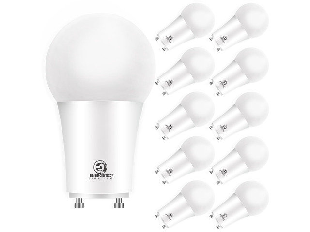Energetic LED GU24 Light Bulb, A19 Shape 60 Watt Equivalent (8.5W), 4000K Cool White, 800 Lumens, Non-Dimmable, 2 Pin LED Light Bulb, UL Listed, 10...
