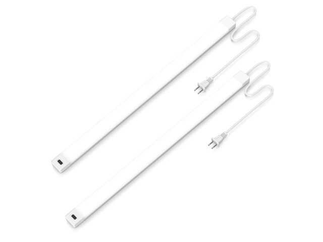 2pcs 16 Inch Under Cabinet Lights with Hand Wave,Plug and Play 5000K Daylight White,Dimmable,CRI>90,110V,420Lumen,7W,Bright Counter,Shelf,Above the...