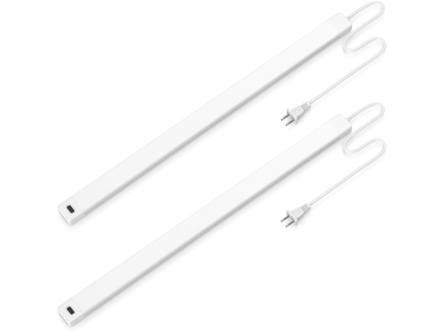 2pcs 16 Inch Under Cabinet Lights with Hand Wave,Plug and Play 4000K Natural White,Dimmable,CRI>90,110V,420Lumen,7W,Bright Counter,Shelf,Above the...