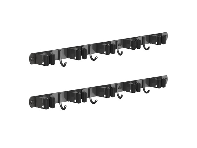 2 Pack Mop and Broom Holder Wall Mount for Kitchen Garden Garage Laundry Stainless Steel, Non-slip Broom Hanger Wall Mount, Heavy Duty Mop Broom...