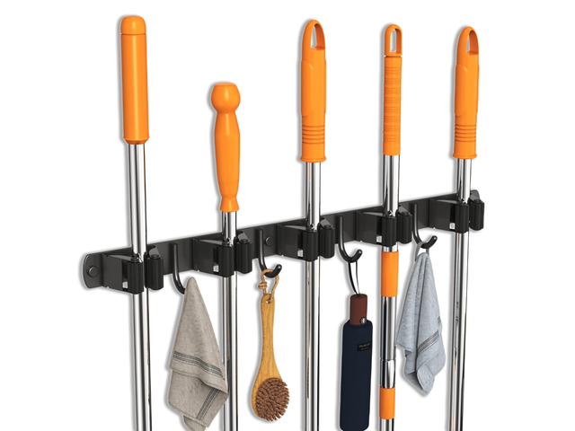 Mop and Broom Holder Wall Mount for Kitchen Garden Laundry Garage Upgraded Broom Organizer Wall Mount, Stainless Steel Broom Hanger Wall Mount, 5...