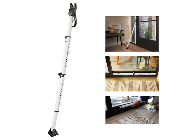 Sliding Door Stopper and Door Security Bar, Adjustable for Hinged and Sliding Doors, Compact Enough to Travel for Hotel Security, White, 270EC