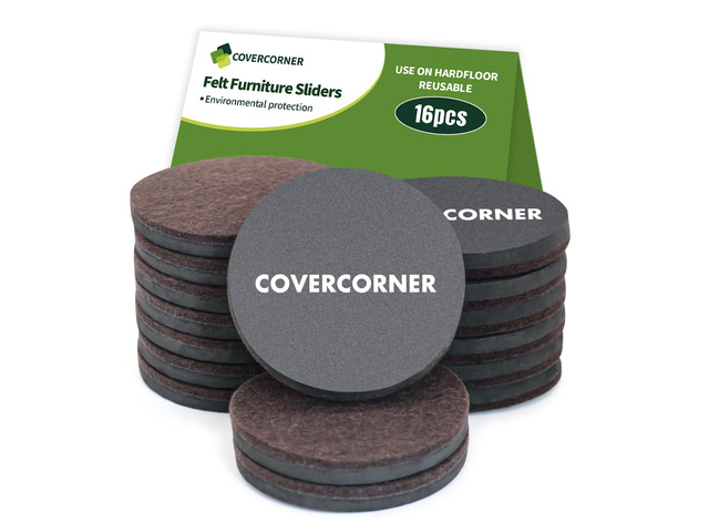 Felt Furniture Sliders for Hardwood Floors 16 PCS, 3 1/2' Brown Felt Furniture Pads for Hardwood Floors, Furniture Moving Sliders, Heavy Duty Felt...