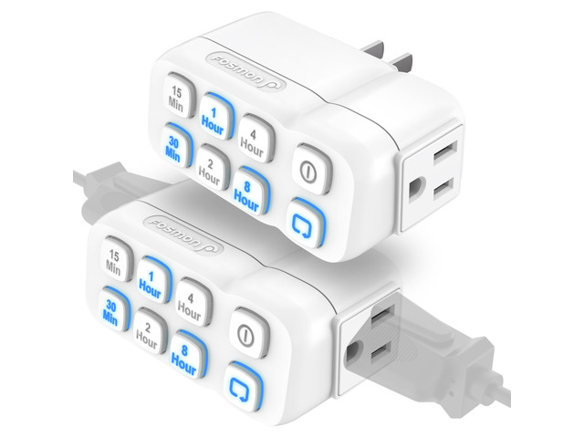 Countdown Plug-in Timer Dual Outlets, Indoor Light Timers for Electrical Outlets, 15-30 Min, 1-2-4-8 Hour Settings, Grounded 3-Prong, 15A/1875W, Â½...