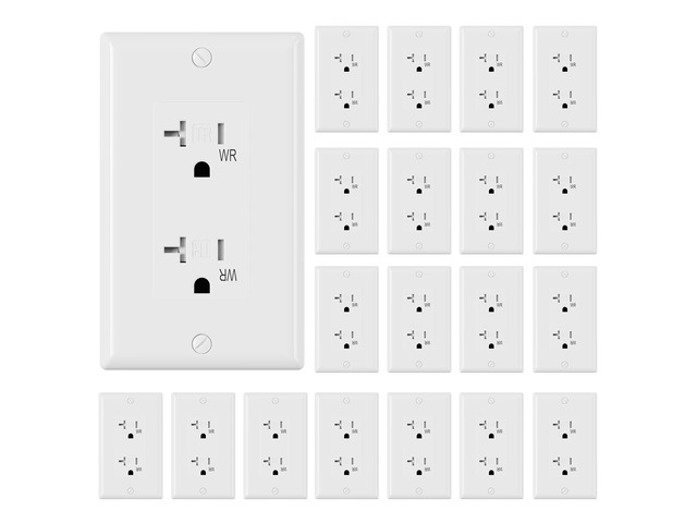 Glossy White Decorator Wall Receptacle Outlets, TR Tamper Resistant & WR Weather Resistant, 20A 125V Electrical Outlet with Wall Plate,...