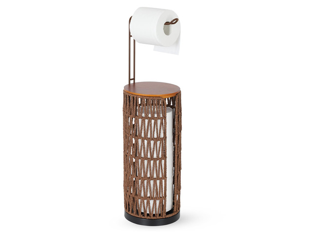 Freestanding Toilet Paper Holder with Storage,3 Rolls of Rattan Tissue Holder for Bathroom,Woven Toilet Paper Roll Holder Stand,Boho Bathroom Decor...