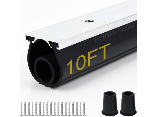 Heavy-Duty U+O Ring Universal Garage Door Bottom Seals Weatherstrip Rubber with Aluminum Track Retainer Kit (10 FT, 1-1/4' Width)