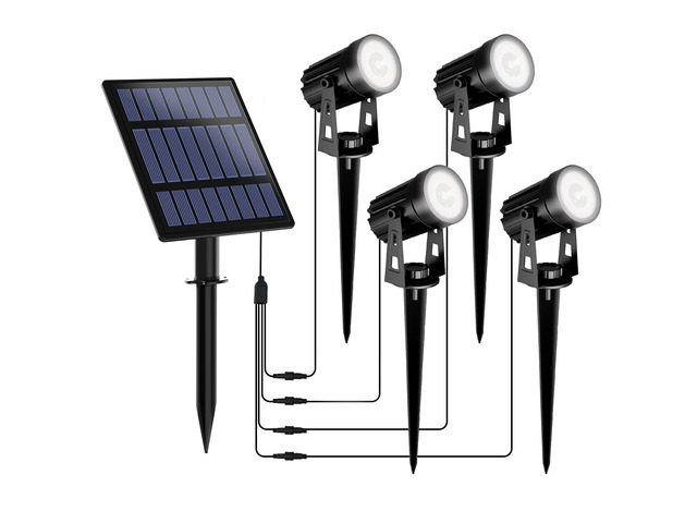 Christmas Solar Garden Spotlight White Outdoor, 4-in-1 Spot Lights 6000K IP65 Waterproof 9.8ft Cable 5W Separated Panel, Auto On/Off Spotlights for...