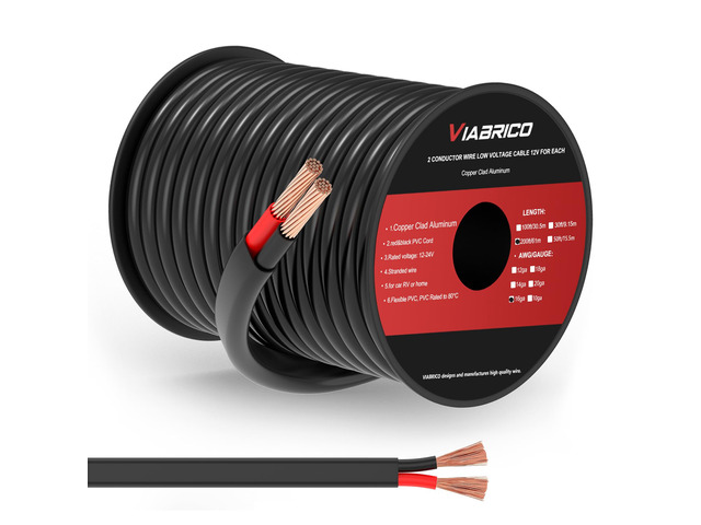 16 Gauge Wire 2 Conductor Electrical Wire, 16 AWG 1.309mm² PVC Cord, 12V/24V DC Low Voltage/Copper-clad Aluminum/Flexible/2 Wire for Automotive LED...