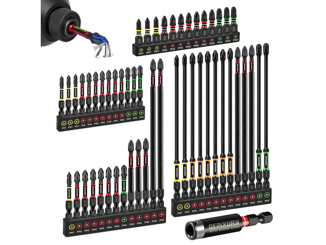 52 Piece Impact #1#2#3 Phillips Screwdriver Bits Set, 1 2 3 6 (PH1/PH2/PH3) Magnetic S2 Steel Cross Driver Bits and Impact Bit Holder with Color...