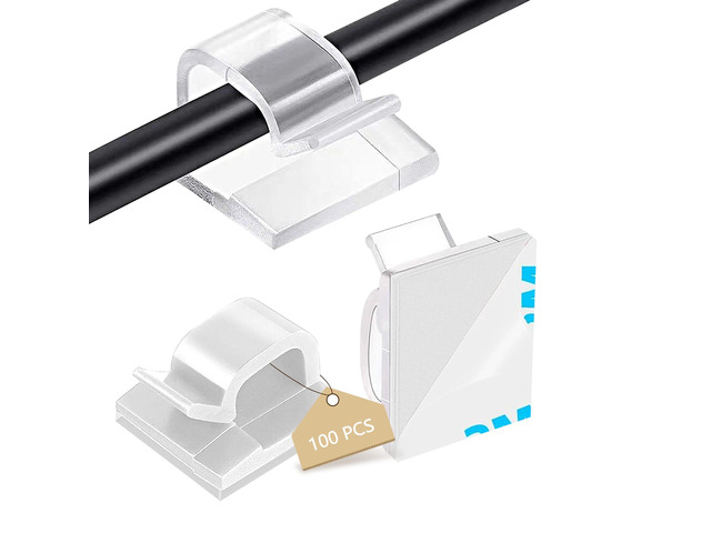 100PCS Cable Clips, Adhesive Wire Clips Cord Organizer, Large Strong for Christmas Lights, String Lights, Fairy Lights, Dash Cam, Wall, Desk,...