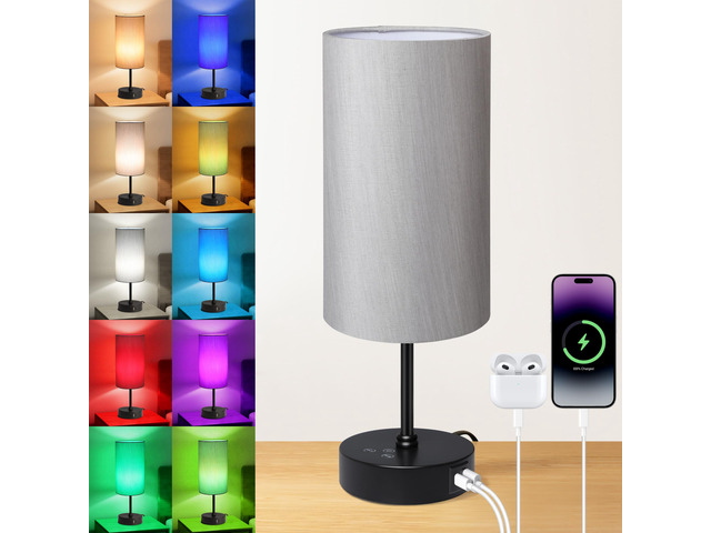 17Inch Table Lamp for Bedroom, Touch Control Bedside Lamp for Reading, 3 CCT & 7 RGB Color Changing, Dimmable Nightstand Lamp for Kids Room Living...