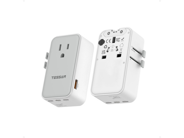 Universal Travel Adapter 70W, Type C G A I Ultra Thin, 4 USB Ports (3 USB C), Worldwide Plug for US to European UK Australia Spain France Ireland
