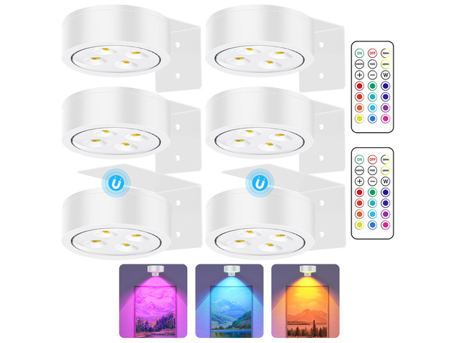 RGB Picture Light Battery Operated Painting Lights for Wall Wireless Magnetic Display Art Light with Remote Controls,Dimmable & Timer for Art Frame...