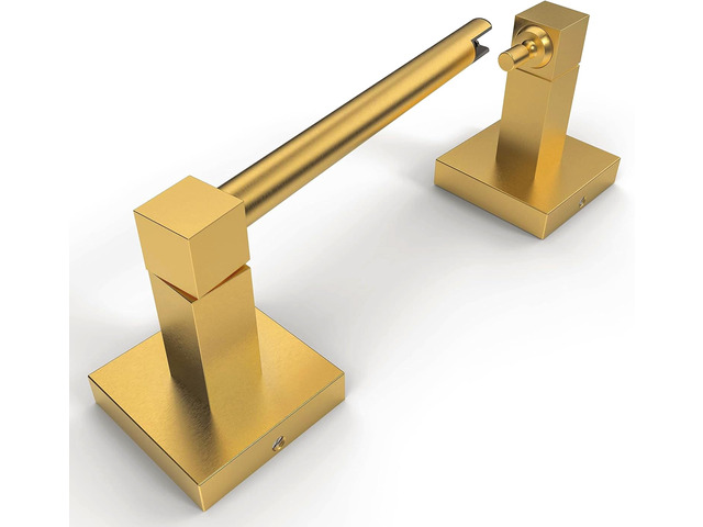 Brushed Gold Toilet Paper Holder Wall Mount for Bathroom Dual-Post Pivoting Tissue Roll Holder with Square Base, Rustproof 304 Stainless Steel,...